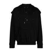 Zwarte Outline Logo Hoodie Heliot Emil , Black , Heren