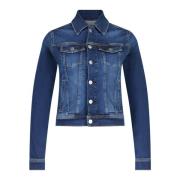 Korte Elastische Denimjas met Knopen Adriano Goldschmied , Blue , Dame...