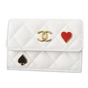 Pre-owned Leather wallets Chanel Vintage , White , Dames