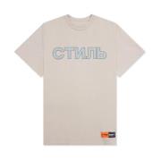 Logo Strass Katoenen T-Shirt Grijs/Blauw Heron Preston , Gray , Heren