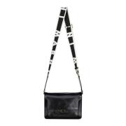 Logo Band Leren Schoudertas Marni , Black , Dames