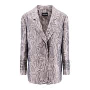 Zijde Blend Gevoerde Blazer Giorgio , Gray , Dames