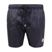 Logo Patch Nylon Swim Trunk Moncler , Blue , Heren