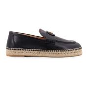 Leren Espadrilles met VLogo Detail Valentino Garavani , Black , Heren