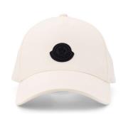 Katoenen Logo Patch Verstelbare Band Hoed Moncler , White , Heren