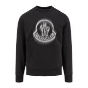 Katoenen sweatshirt met vervaagd logo Moncler , Black , Heren