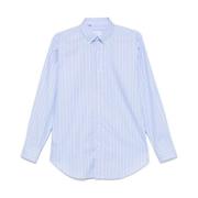 Gestreept Shirt Lichtblauw Knoopsluiting Lange Mouw Brioni , Blue , He...