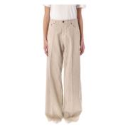 Bethany Twill Wide Jeans Haikure , Beige , Dames