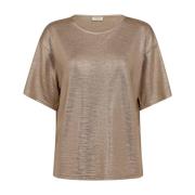 Metallic Foil Print Tee Freequent , Brown , Dames