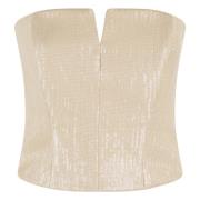 Raffia Paillet Bustier Top Federica Tosi , Beige , Dames