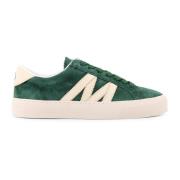 Leren Sneakers met Monogram Patch Moncler , Green , Heren