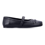 Zwarte Gesloten Neus Leren Mary Jane Schoenen Marni , Black , Dames