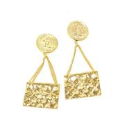 Pre-owned Metal earrings Chanel Vintage , Yellow , Dames