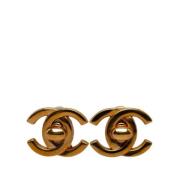 Pre-owned Metal earrings Chanel Vintage , Yellow , Dames