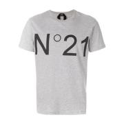 Casual Katoenen T-shirt N21 , Gray , Heren