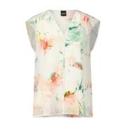 Zijden Binadi Blouse met Gehaakte Details Hugo Boss , Multicolor , Dam...