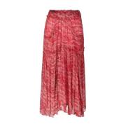 Geplooide Georgette Midi Rok Isabel Marant , Red , Dames