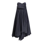 Asymmetrische Taffeta Lange Jurk met Split Pinko , Black , Dames