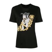 Zwarte Basic TEE Shirt Versace , Black , Dames