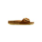 Bruine Leren Sandalen Madrid Stijl Birkenstock , Brown , Dames