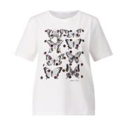 Vlinder Print T-Shirt Marc Cain , White , Dames