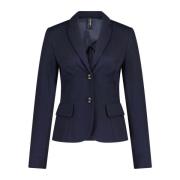 Getailleerde Jersey Blazer, Elegante Stijl Marc Cain , Blue , Dames