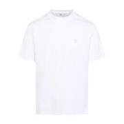 Wit Katoenen T-Shirt met GRE Logo Brunello Cucinelli , White , Heren