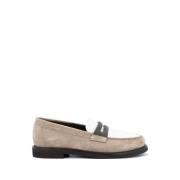 Fluweel Lederen Juweel Mocassins Brunello Cucinelli , Beige , Dames