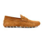 Suède Loafer met Gegraveerd Logo Tod's , Brown , Heren