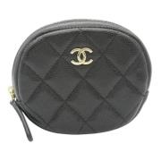 Pre-owned Leather wallets Chanel Vintage , Black , Dames