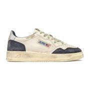 Vintage Leren Sneakers Wit Blauw Zilver Autry , Multicolor , Heren