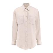 Linnen shirt met monili decoratie Brunello Cucinelli , Beige , Dames