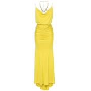 Gele Maxi Jurk met Geplooide Details Elisabetta Franchi , Yellow , Dam...