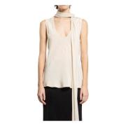 Mouwloze Sjaal Hals Top Helmut Lang , Beige , Dames