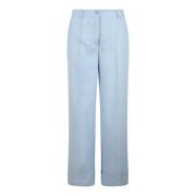 Linnen Blend Broek Regular Fit Italië P.a.r.o.s.h. , Blue , Dames