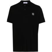 Zwarte Polo Shirt met Kompas Logo Stone Island , Black , Heren