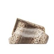 Dierenprint Leren Clutch Tas Fendi , Brown , Dames