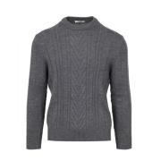 Merino Wol Ribgebreide Trui Paolo Pecora , Gray , Heren