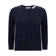 Geribbelde Crew Neck Sweater met Contrasterende Banden Thom Browne , B...