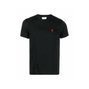 Hart T-shirt Zwart Casual Stijl Ami Paris , Black , Heren