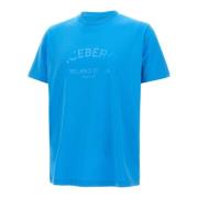 Blauw Crew Neck T-shirt met Logo Iceberg , Blue , Heren