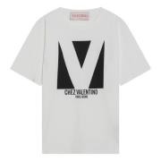 Korte mouwen ronde hals T-shirt Valentino Garavani , White , Dames