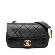 Pre-owned Leather shoulder-bags Chanel Vintage , Black , Dames