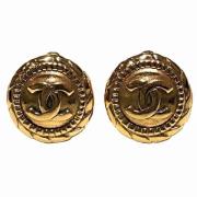 Pre-owned Metal earrings Chanel Vintage , Yellow , Dames