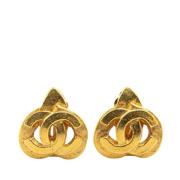 Pre-owned Metal earrings Chanel Vintage , Yellow , Dames