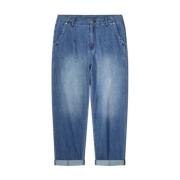 Tapered Fit Fijne Twill Jeans Summum Woman , Blue , Dames