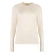 Geribbelde crew-neck wollen trui Calvin Klein , Beige , Dames