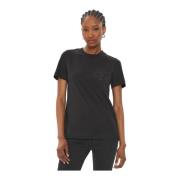 Zwart Geborduurd Logo Katoenen T-shirt Calvin Klein , Black , Dames