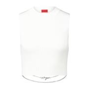 Chique Ribtop met Kettingdetail Hugo Boss , White , Dames