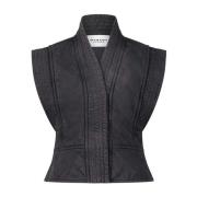 Stijlvolle Sweat Fabric Snap Vest Isabel Marant , Gray , Dames